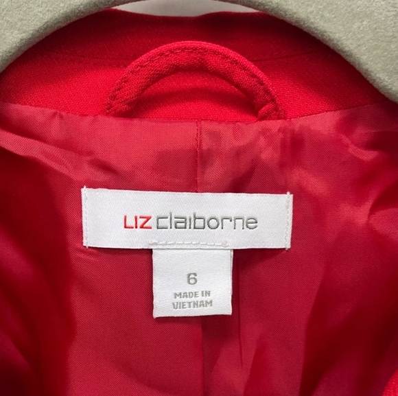 Liz Claiborne Red Belted Blazer Jacket Size 6 NWT - Picture 3 of 3